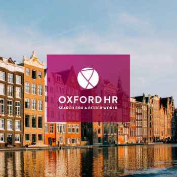 Oxford HR logo over photo of Amsterdam canals