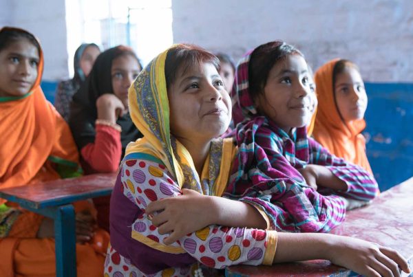 Young girls learning at Malala school