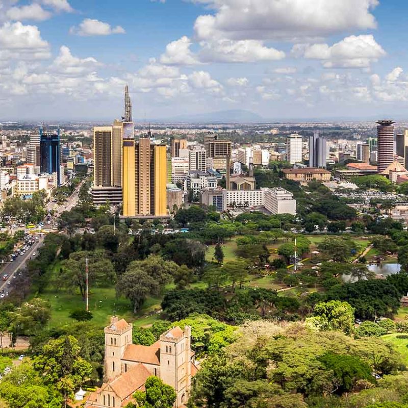 Aerial shot of Nairobi skyline