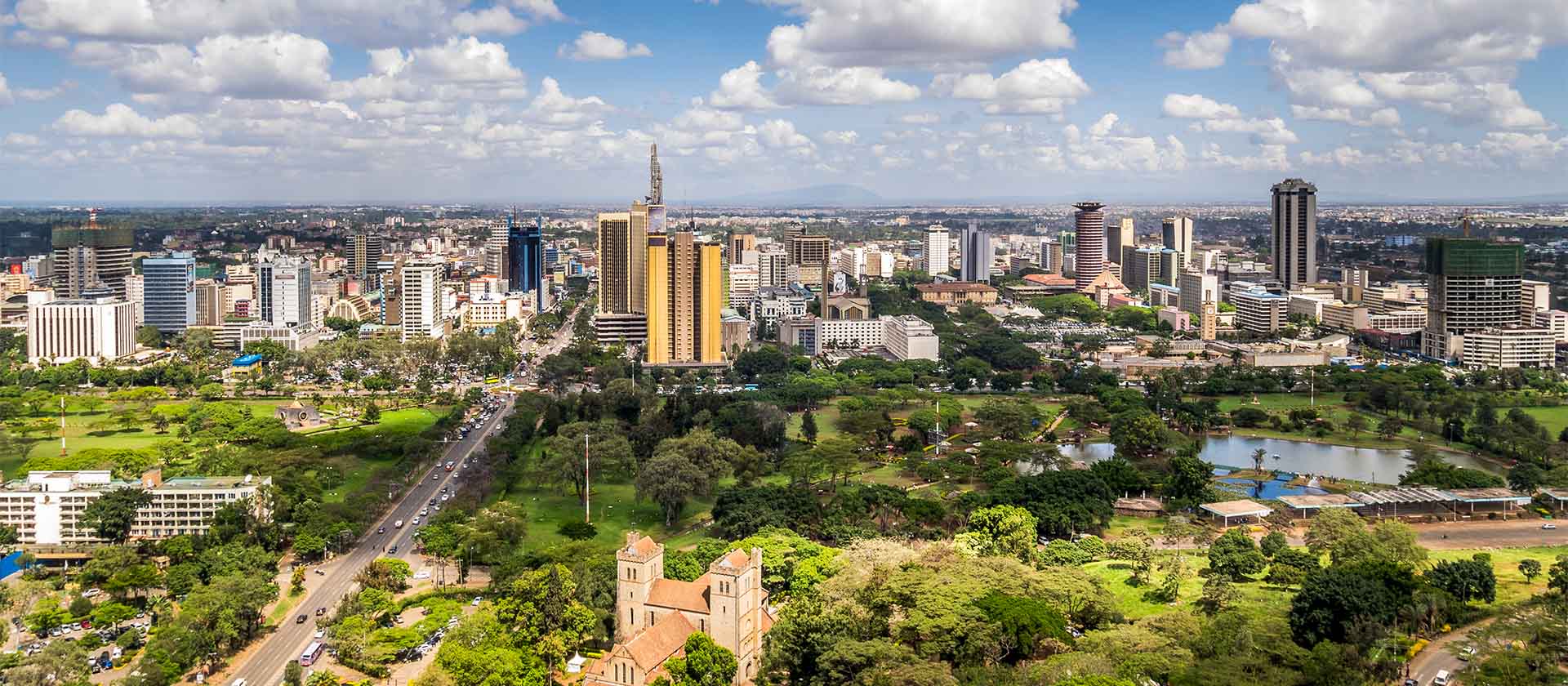 Aerial shot of Nairobi skyline