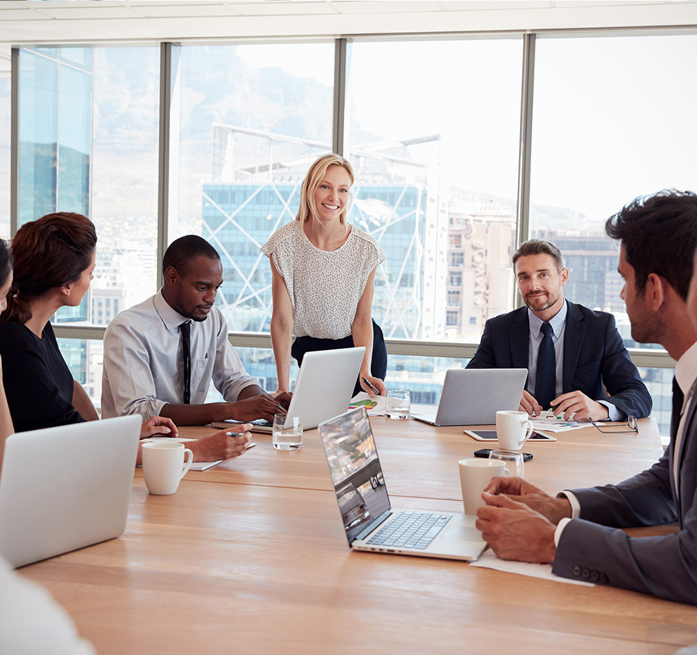 Team in discussion in meeting
