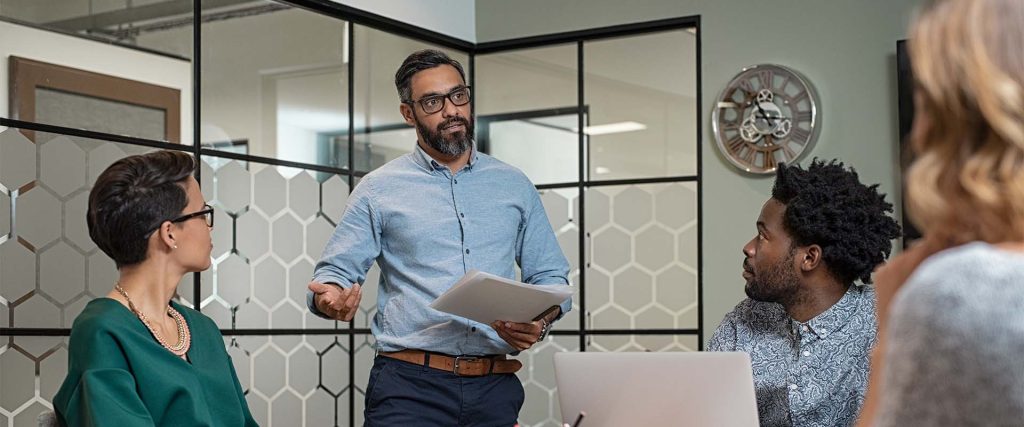 Diverse group of leaders in discussion