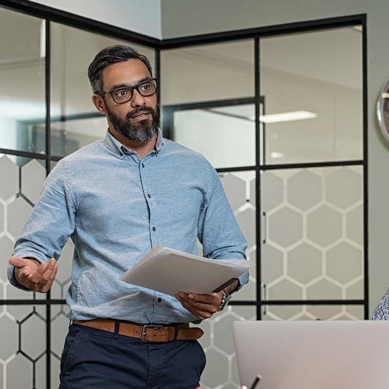 Diverse group of leaders in discussion