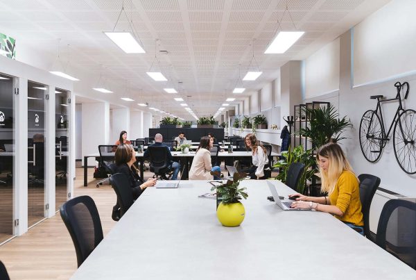 Team in startup office