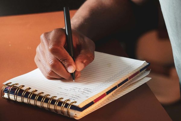 Taking notes on a notepad