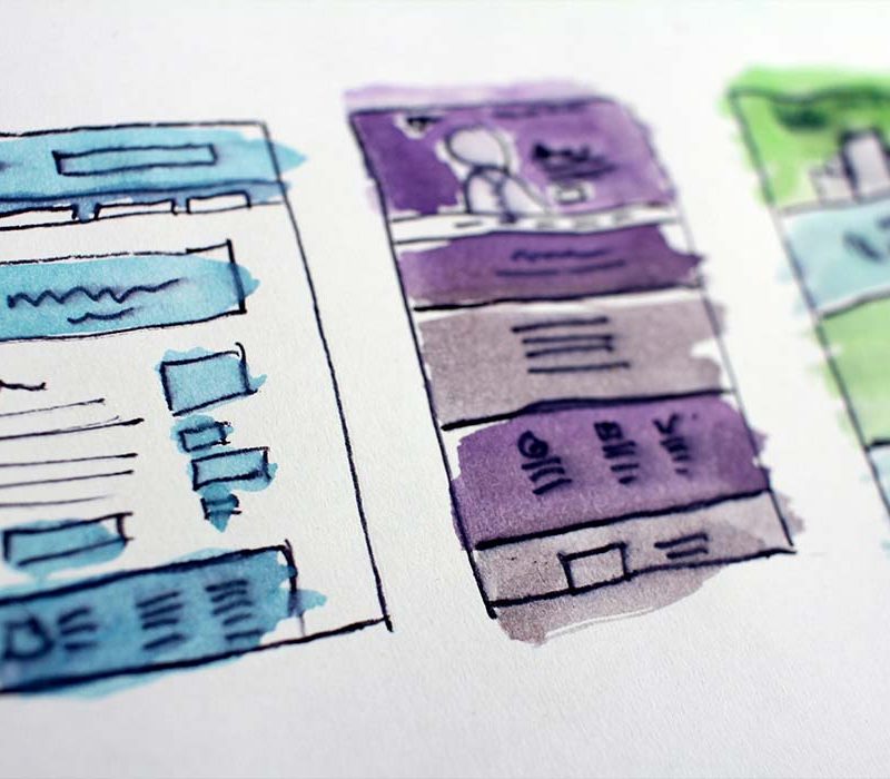 Watercolour line art for website design wireframes | Sustainable web design